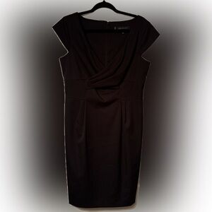 NWT Anne Klein Size 10 Elegant Black Dress w/ open collar, hidden zip, lined